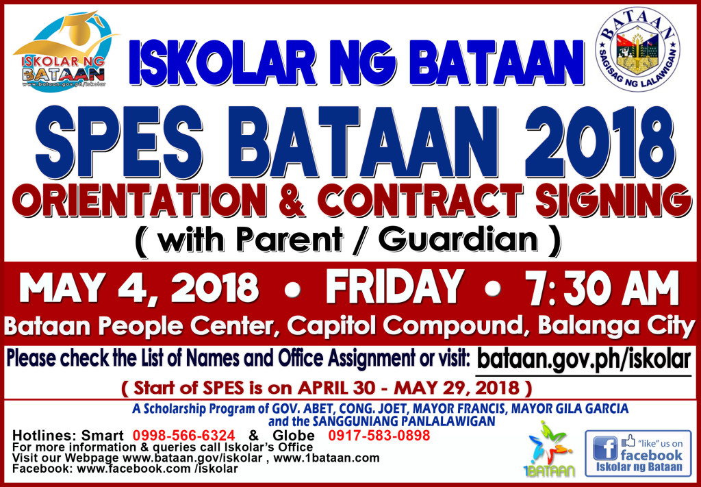 SPES Bataan 2018 Orientation and Contract Signing. – Iskolar Ng Bataan
