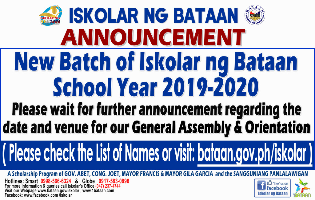 New Batch of Iskolar ng Bataan School Year 2019-2020 – Iskolar Ng Bataan
